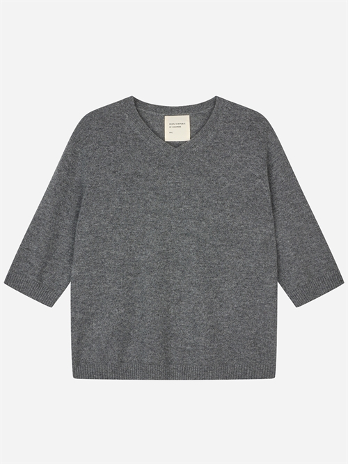 PEOPLES REPUBLIC OF CASHMERE WOMENS 90'S V-BLOUSE HEATHER GREY